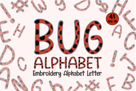 Bug Embroidery Alphabet Letter