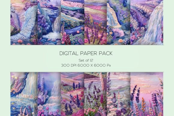 Purple Landscape Embroidery Paper Set