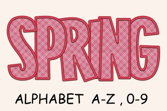 Spring Pink Alphabet Embroidery PNG
